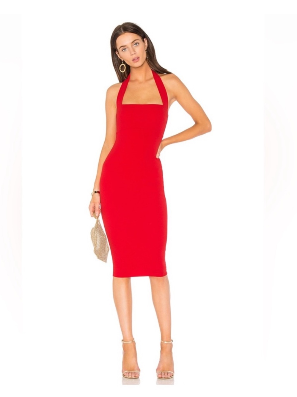 Nookie Vibrant Red Halter Midi Dress